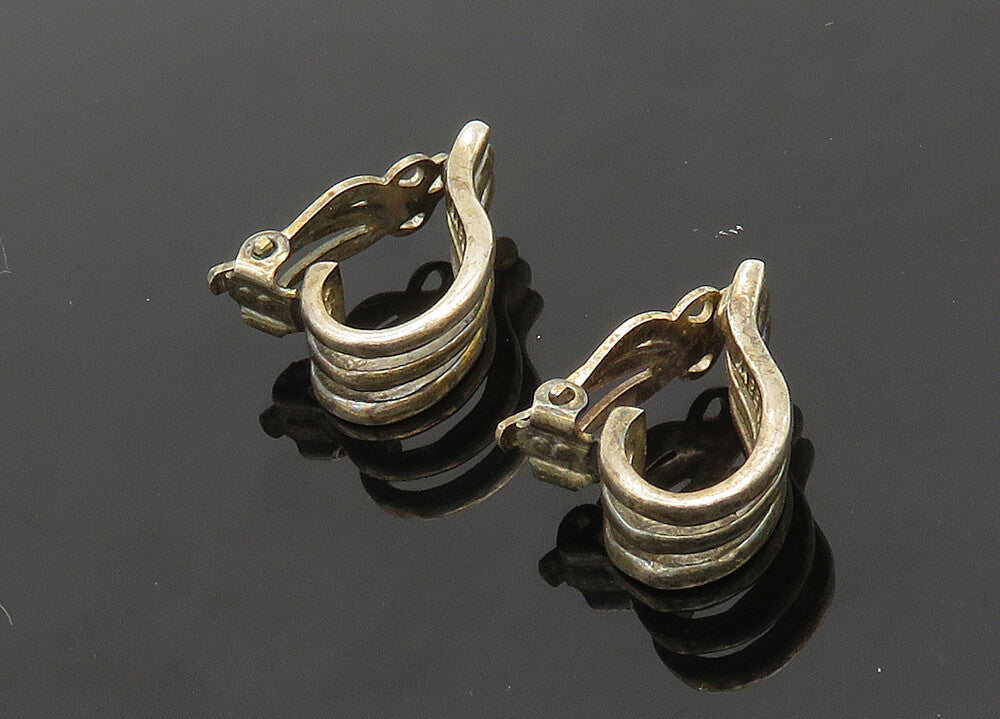 RAGE 925 Sterling Silver  Vintage Love Heart Half Non Pierce Earrings  EG9871