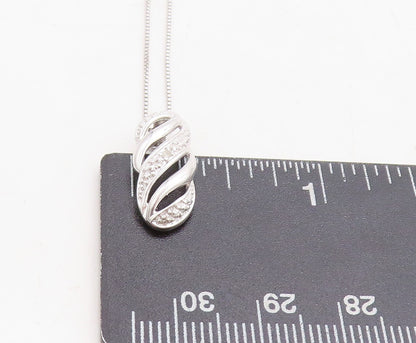 925 Sterling Silver  Shiny Genuine Diamond Swirl Thin Chain Necklace  NE2064