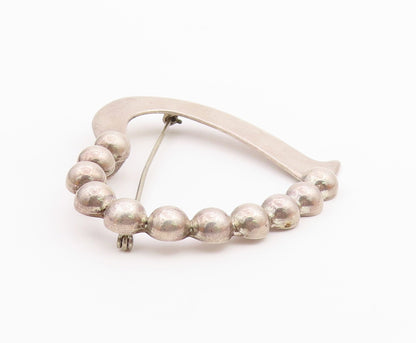 MEXICO 925 Sterling Silver  Vintage Shiny Bubble Love Heart Brooch Pin  BP6742