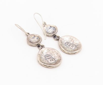 925 Sterling Silver Vintage Earrings OR PAZ ISRAEL Double Disc Dangle  EG14114