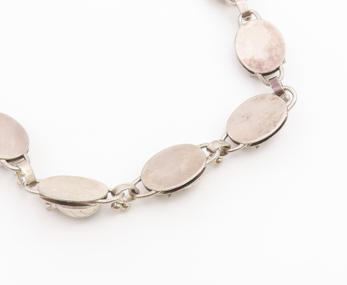 925 Sterling Silver Vintage Necklace LA PAGLIA Classic Floral Tulip Link  NE4890