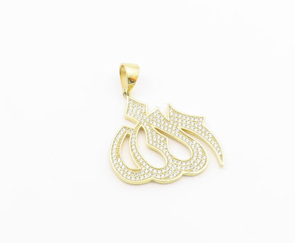 925 Sterling Silver  Vintage Cubic Zirconia Gold Plated Pendant  PT18900