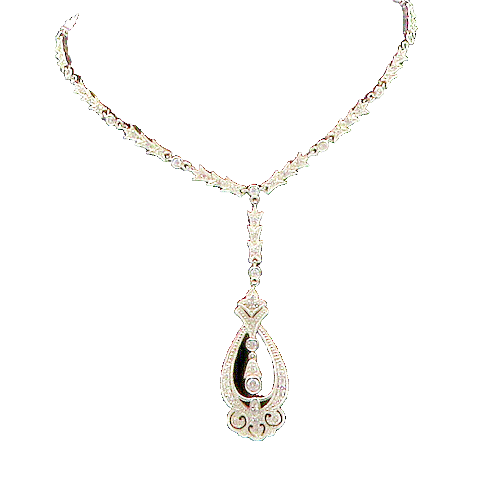 925 Sterling Silver  Sparkling Cubic Zirconia Dangling Chain Necklace  NE2470