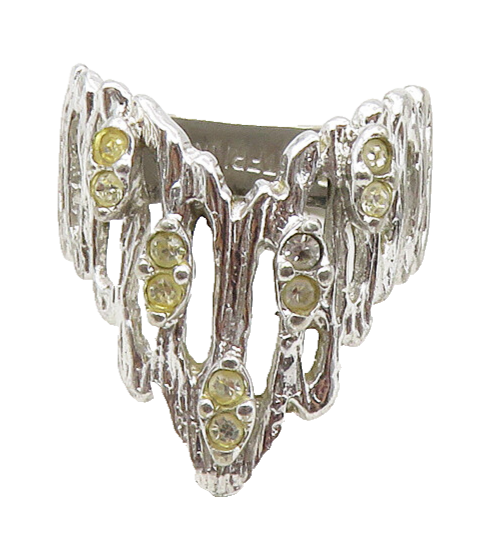 UNCAS 925 Sterling Silver  Vintage Topaz Sculpted Band Ring Sz 8  RG10003