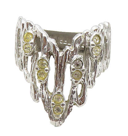 UNCAS 925 Sterling Silver  Vintage Topaz Sculpted Band Ring Sz 8  RG10003