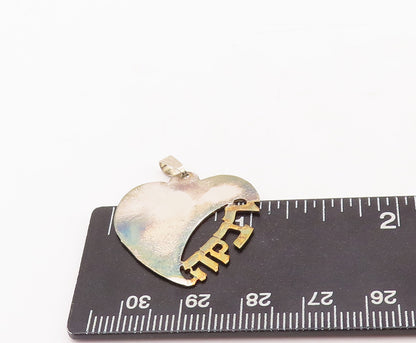 925 Sterling Silver Vintage Pendant Heart Carved Rebecca Hebrew  PT23175