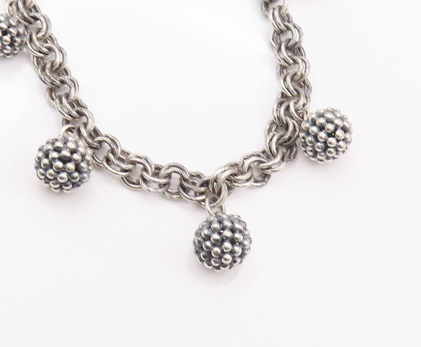 925 Sterling Silver Vintage Necklace MICHAEL DAWKINS Beaded Beads & Rings NE4263