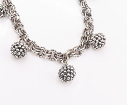 925 Sterling Silver Vintage Necklace MICHAEL DAWKINS Beaded Beads & Rings NE4263
