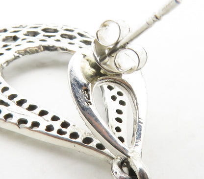 925 Sterling Silver  Shiny Cutout Detail Open Tear Drop Earrings  EG8615