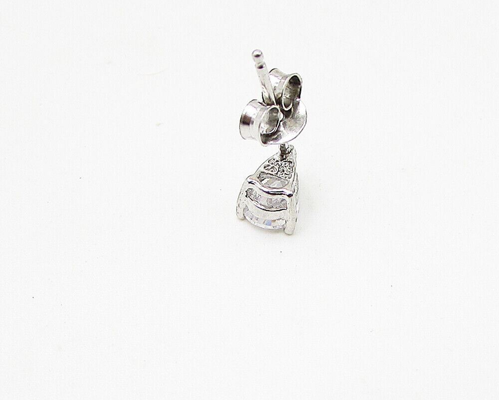925 Sterling Silver  Faceted White Topaz Tear Drop Stud Earrings  EG1809