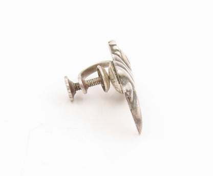 925 Sterling Silver Vintage Earrings Nautilus Conch Shell Screw Backs  EG13973