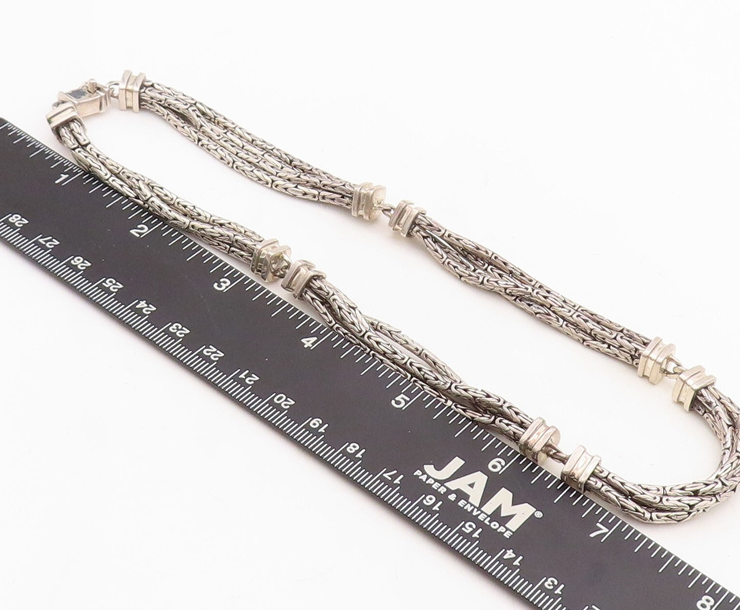 925 Sterling Silver Vintage Necklace Solid Designer Linked Multi Chain  NE4329