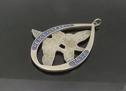 WALLACE 925 Silver  Vintage Enamel 1972 Peace On Earth Doves Pendant  PT17495