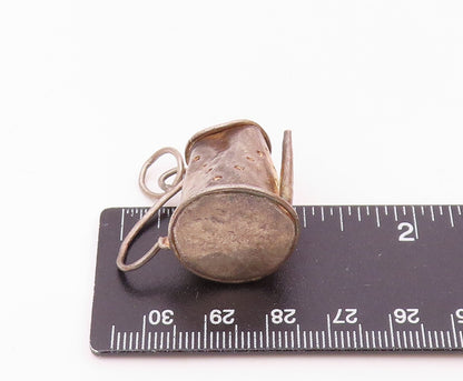 925 Sterling Silver  Vintage Garden Watering Can Motif Pendant  PT18608