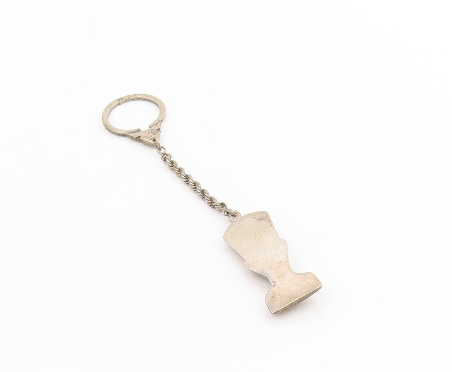 925 Sterling Silver Vintage Keychain MIDDLE EAST Egyptian Queen Nefertiti TR4067