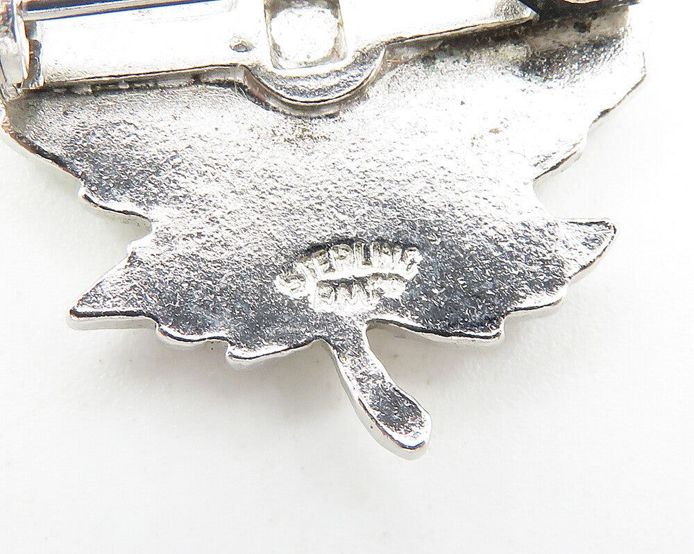 925 Sterling Silver  Vintage Enamel Coated Autumn Leaf Brooch Pin  BP4247
