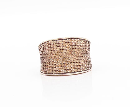 925 Sterling Silver Vintage Ring Gold Plated Champagne CZ Inlay  Sz 7  RG32559