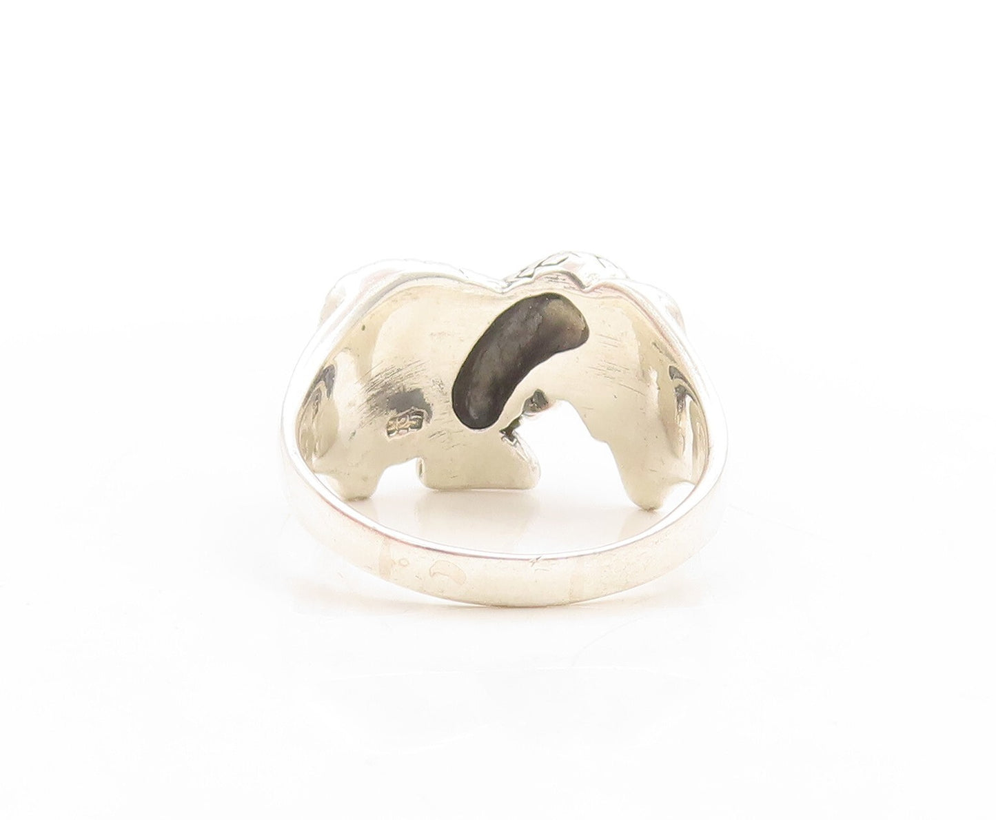 925 Sterling Silver Vintage Ring Dark Tone Carved Flying Eagle  Sz 13  RG31599