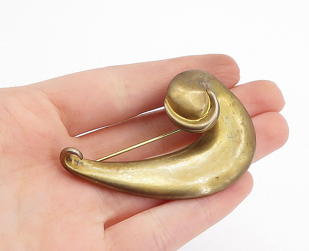 LEILA TAI 925 Sterling Silver  Vintage Smooth Comma Swirl Brooch Pin  BP1418