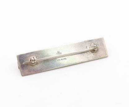 MHW 925 Sterling Silver  Vintage Shiny Twist Bar Square Brooch Pin  BP8343
