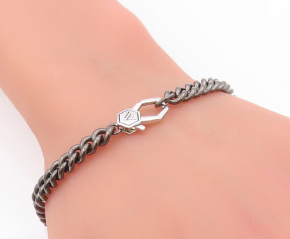 925 Sterling Silver Vintage Bracelet VERA WANG Dark Tone Curb Link Band  BT11058