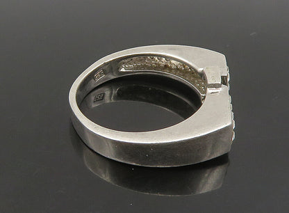925 Sterling Silver  Vintage Rhinestones Square Band Ring Sz 7.5  RG23623
