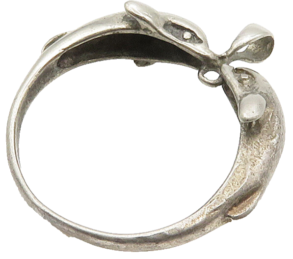 925 Sterling Silver  Vintage Double Dolphin Motif Open Circle Pendant  PT12501