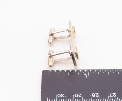 925 Sterling Silver  Vintage Shiny Two Tone Square Cuff Links  TR1683