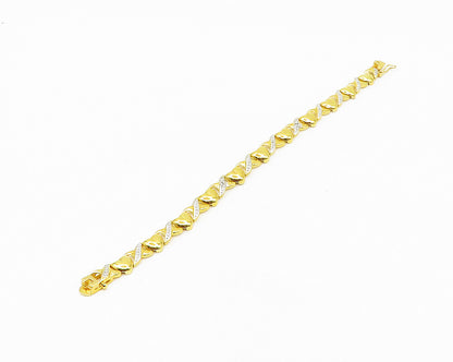 925 Sterling Silver  Genuine Diamonds Love Heart XO Chain Bracelet  BT7546