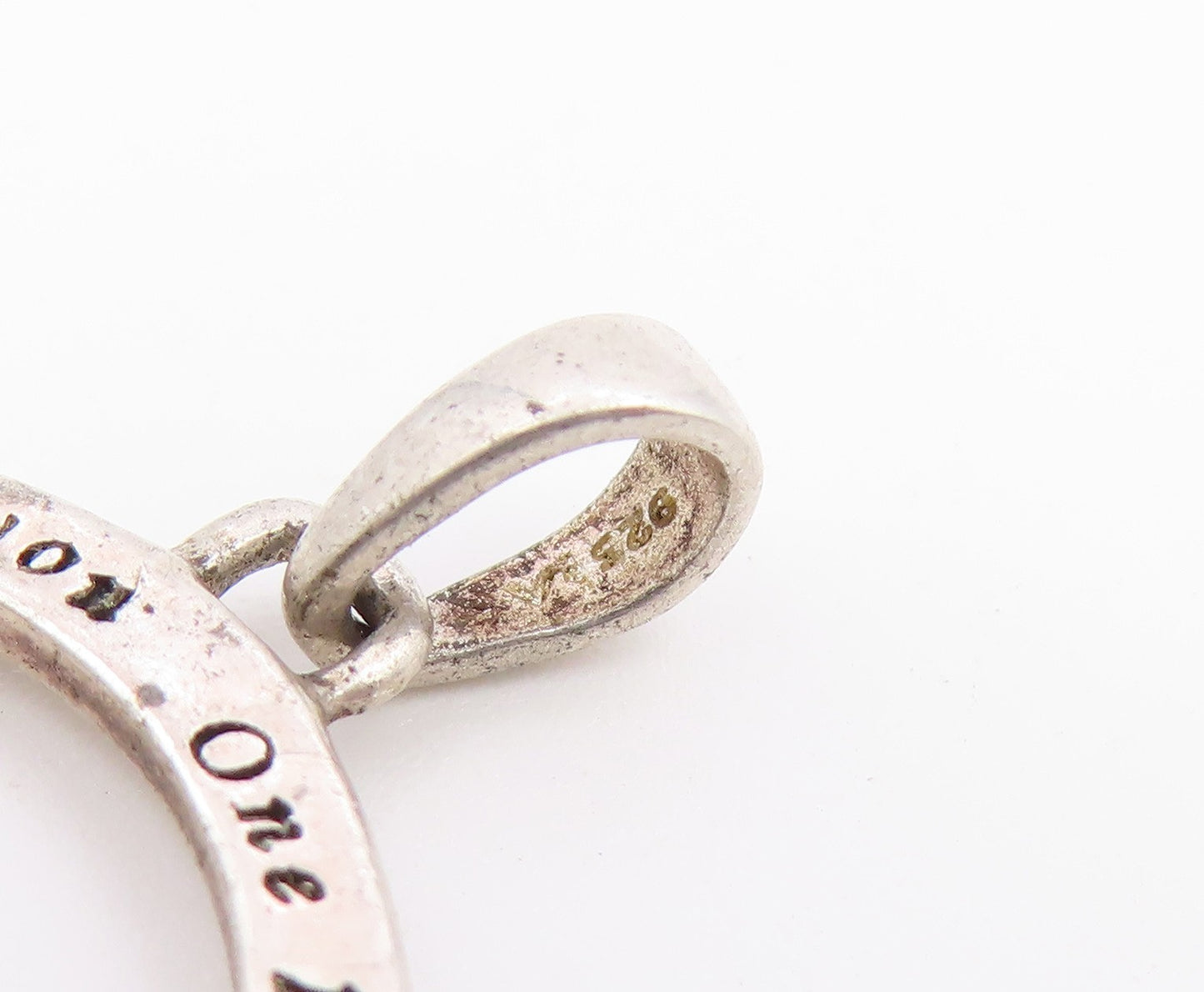 925 Sterling Silver Vintage Pendant Two Tone Engraved Quote Star Circle  PT26578