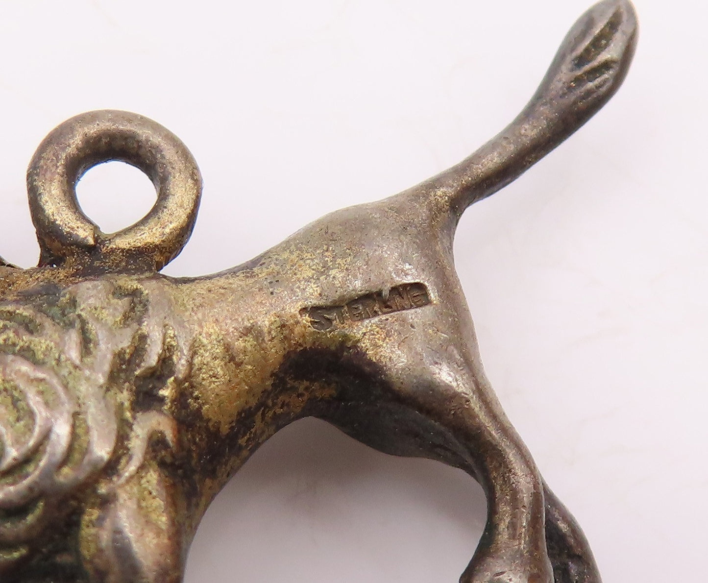 925 Sterling Silver  Vintage Dark Tone Poodle Dog Animal Pendant  PT18514