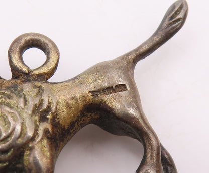 925 Sterling Silver  Vintage Dark Tone Poodle Dog Animal Pendant  PT18514