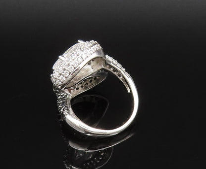 925 Silver  Vintage Sparkly Cubic Zirconia & Spinel Bypass Ring Sz 7  RG25794