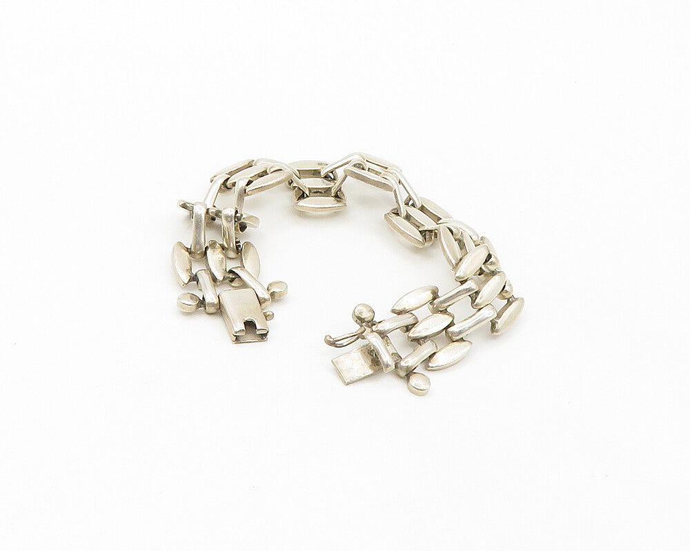 MEXICO 925 Silver  Vintage Minimalist Brick Layer Style Chain Bracelet  BT6929