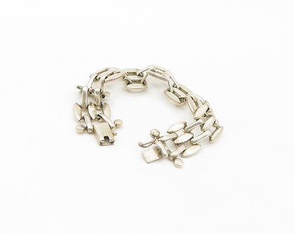 MEXICO 925 Silver  Vintage Minimalist Brick Layer Style Chain Bracelet  BT6929