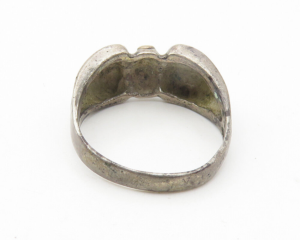 925 Sterling Silver  Vintage Dark Tone Bow Tie Design Band Ring Sz 8  RG10709