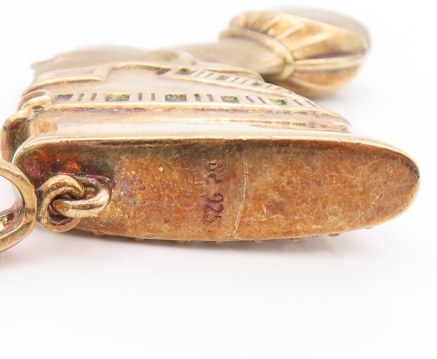 925 Sterling Silver Vintage Pendant Gold Plated Heavy CZ Pharoah  PT23956