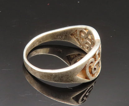 925 Sterling Silver  Vintage Open Love Heart Scroll Band Ring Sz 7.5  RG24549