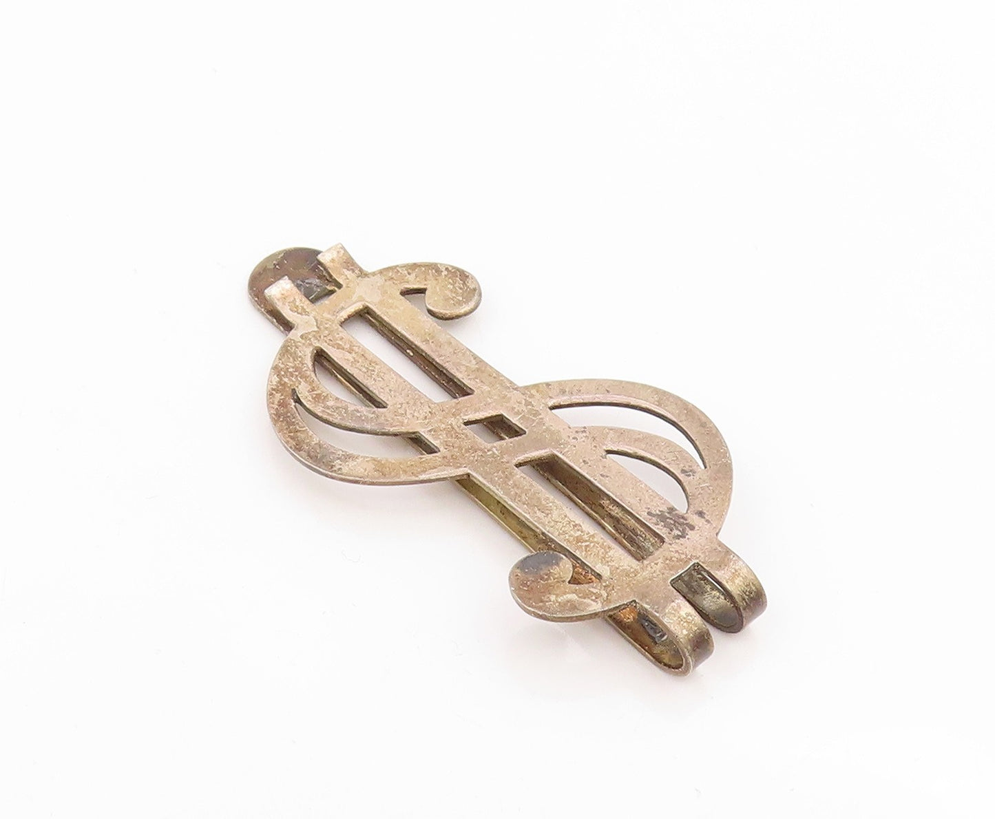 925 Sterling Silver Vintage Money Clip Minimalist Dollar Symbol Cutout  TR4233