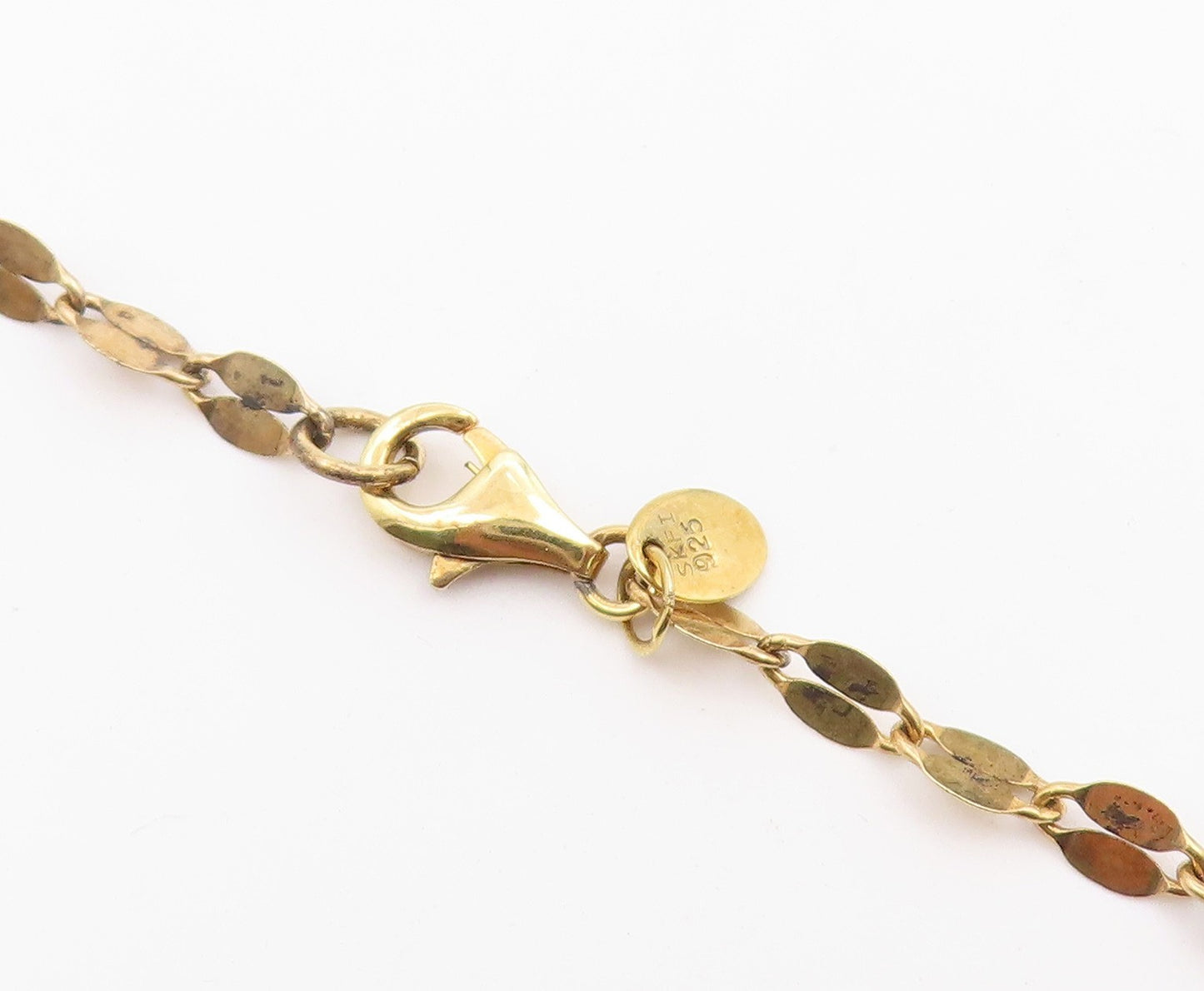 925 Sterling Silver Vintage Necklace Gold Plated Lapis Lazuli Bead Chain  NE4932