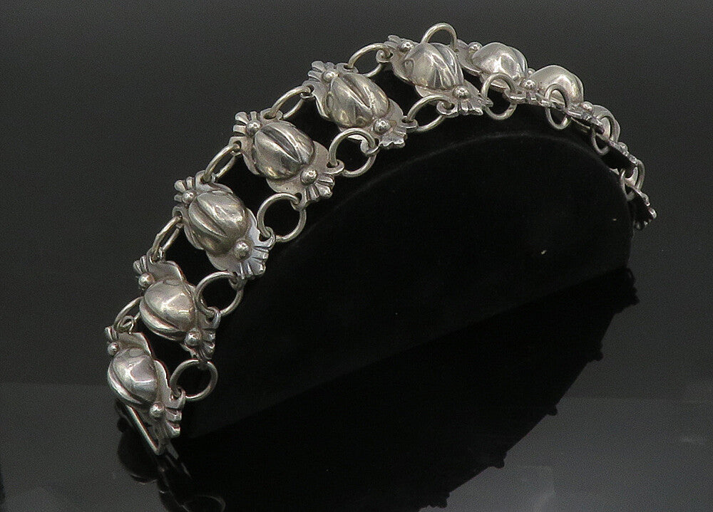 900 Silver Vintage Antique Solid Heavy Dome Link Chain Bracelet  BT8887