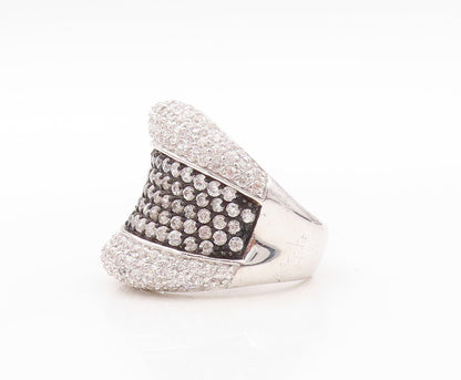 925 Sterling Silver Vintage Ring Designer Large CZ Inlay  Sz 8  RG30769