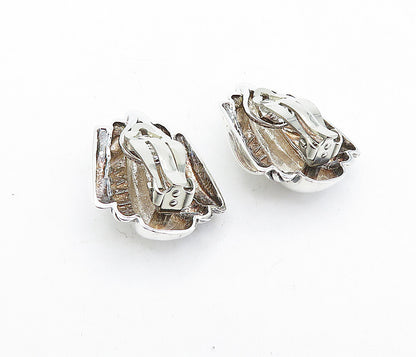 925 Sterling Silver  Vintage Shiny Fluted Design Non Pierce Earrings  EG2407