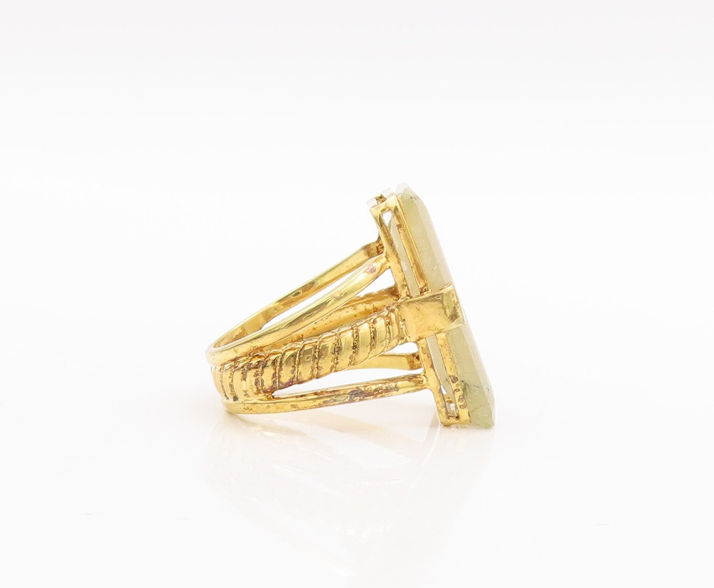 925 Sterling Silver Vintage Ring Gold Plated Split Shank Gemstone Sz 8  RG29052