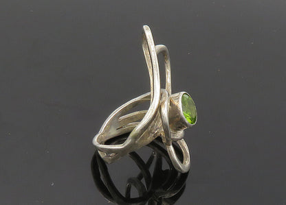 925 Sterling Silver   Vintage Peridot Love Hearts Bypass Ring Sz 5.5  RG20168