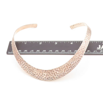 MEXICO 925 Silver  Vintage Shiny Hammered Detail Collar Necklace  NE1971