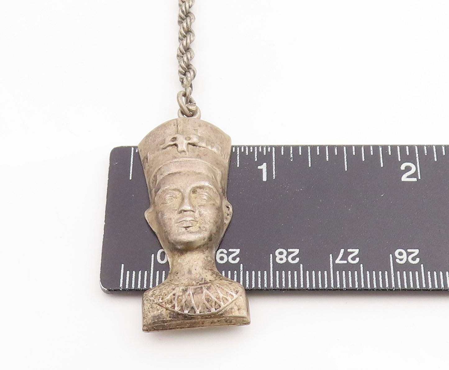 925 Sterling Silver Vintage Keychain MIDDLE EAST Egyptian Queen Nefertiti TR4067