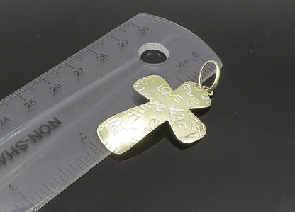 925 Sterling Silver  Vintage Love Etched Religious Cross Pendant  PT19292