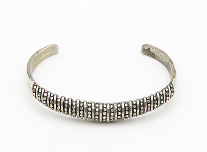 SILVER CLOUD 925 Sterling Silver  Vintage Shiny Etched Cuff Bracelet  BT7966