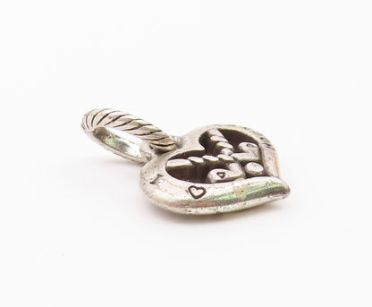 925 Sterling Silver  Vintage I Love Hockey Heart Sports Motif Pendant  PT19454